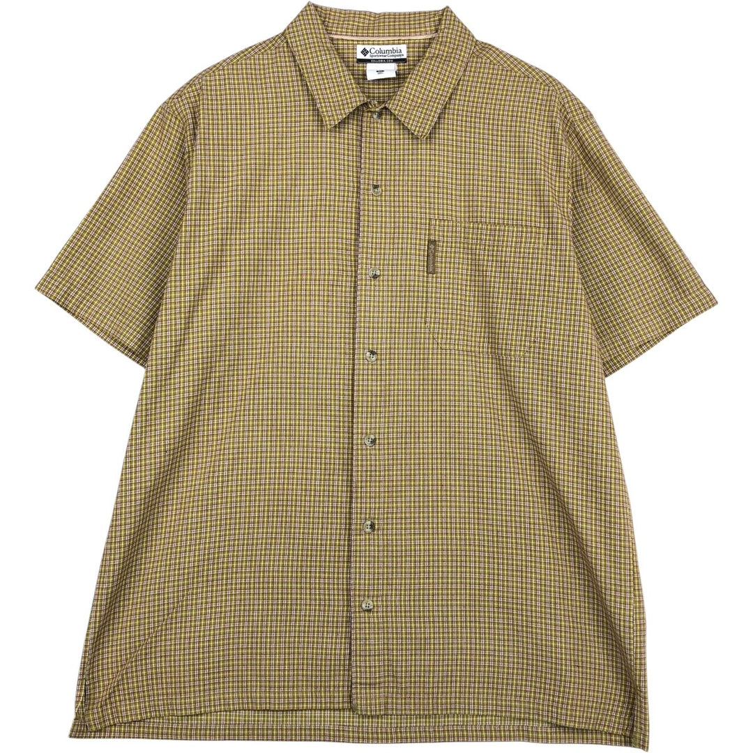 2000'S Columbia Short Sleeve Cotton Check Box Shirt, Men's XL cotton yellow type Vintage Second Hand