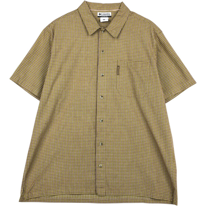 2000'S Columbia Short Sleeve Cotton Check Box Shirt, Men's XL cotton yellow type Vintage Second Hand