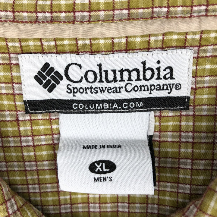 2000'S Columbia Short Sleeve Cotton Check Box Shirt, Men's XL cotton yellow type Vintage Second Hand