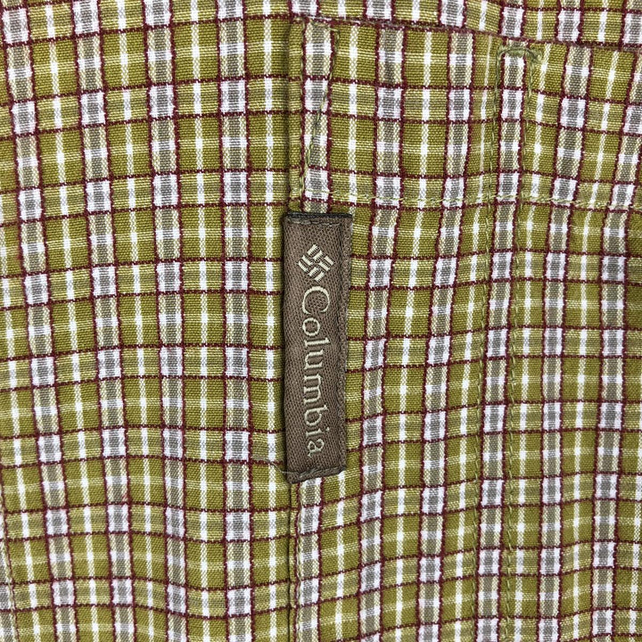 2000'S Columbia Short Sleeve Cotton Check Box Shirt, Men's XL cotton yellow type Vintage Second Hand