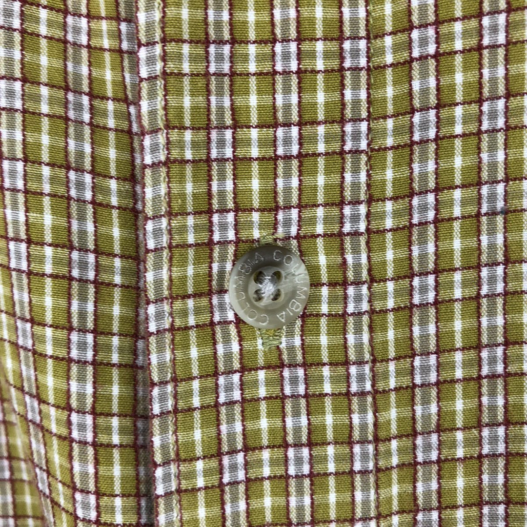 2000'S Columbia Short Sleeve Cotton Check Box Shirt, Men's XL cotton yellow type Vintage Second Hand