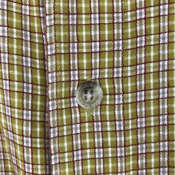 2000'S Columbia Short Sleeve Cotton Check Box Shirt, Men's XL cotton yellow type Vintage Second Hand