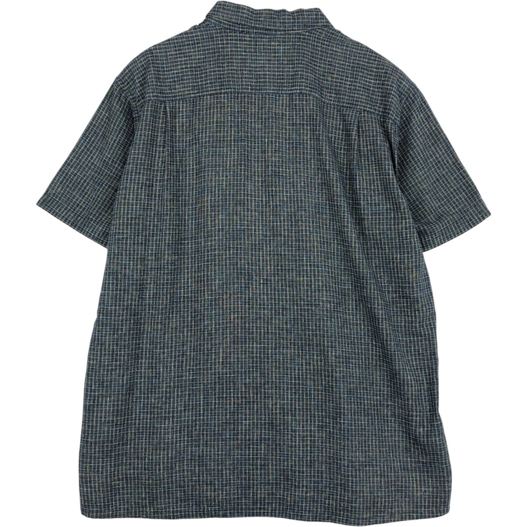 Patagonia Backstep Shirt 53139SP17 Check Pattern Short Sleeve Hemp x Cotton Box Shirt Men's XL Equivalent Hemp navy blue type Vintage Second Hand