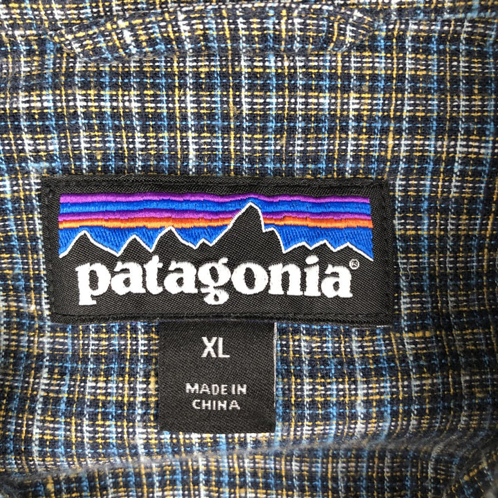 Patagonia Backstep Shirt 53139SP17 Check Pattern Short Sleeve Hemp x Cotton Box Shirt Men's XL Equivalent Hemp navy blue type Vintage Second Hand