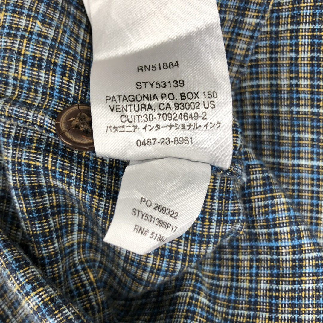 Patagonia Backstep Shirt 53139SP17 Check Pattern Short Sleeve Hemp x Cotton Box Shirt Men's XL Equivalent Hemp navy blue type Vintage Second Hand
