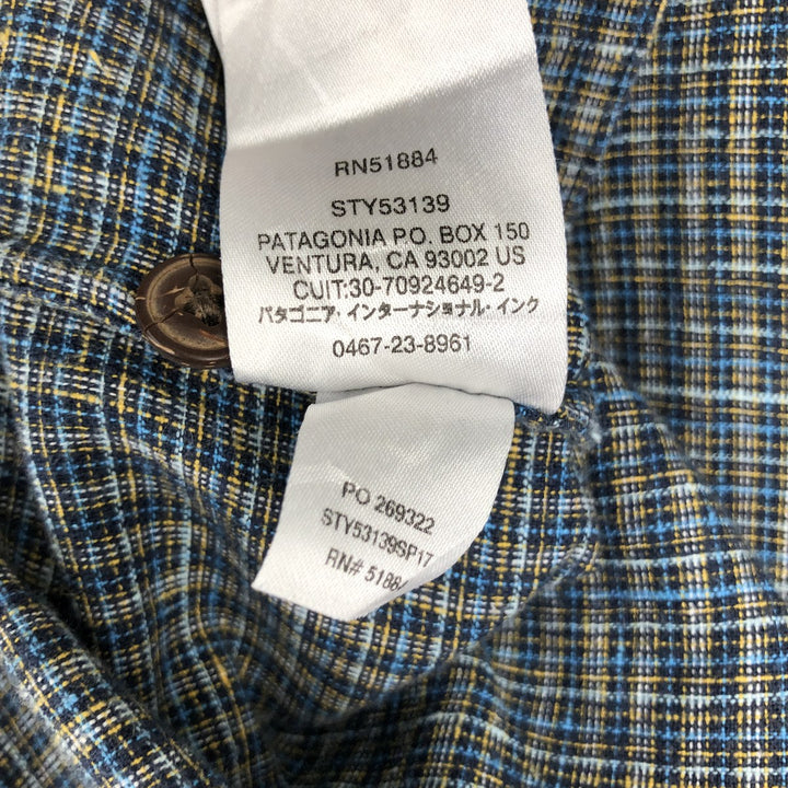 Patagonia Backstep Shirt 53139SP17 Check Pattern Short Sleeve Hemp x Cotton Box Shirt Men's XL Equivalent Hemp navy blue type Vintage Second Hand