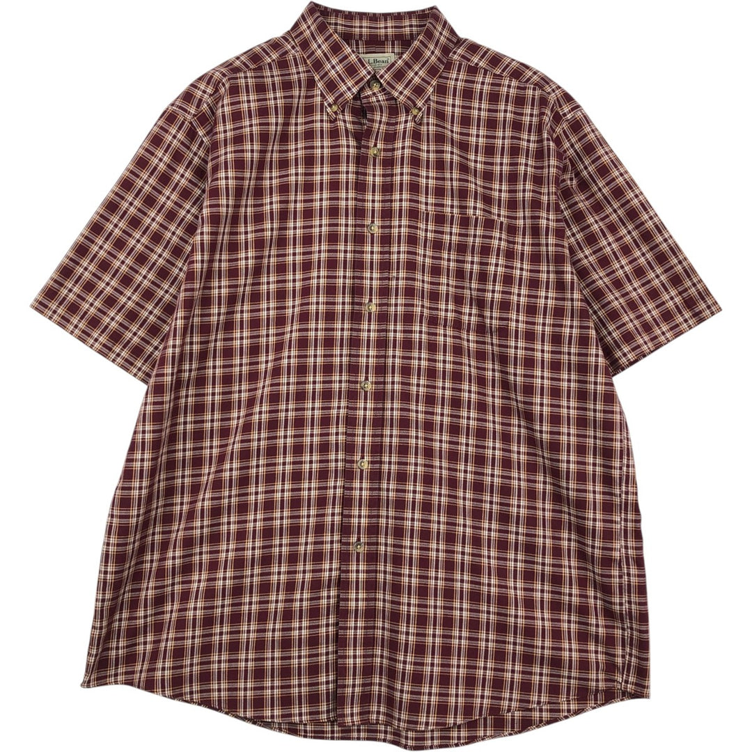 90s-00'S LLBean Short-Sleeve Button-Down Check Shirt, Men's Size L (approx.), Vintage cotton red type Vintage Second Hand