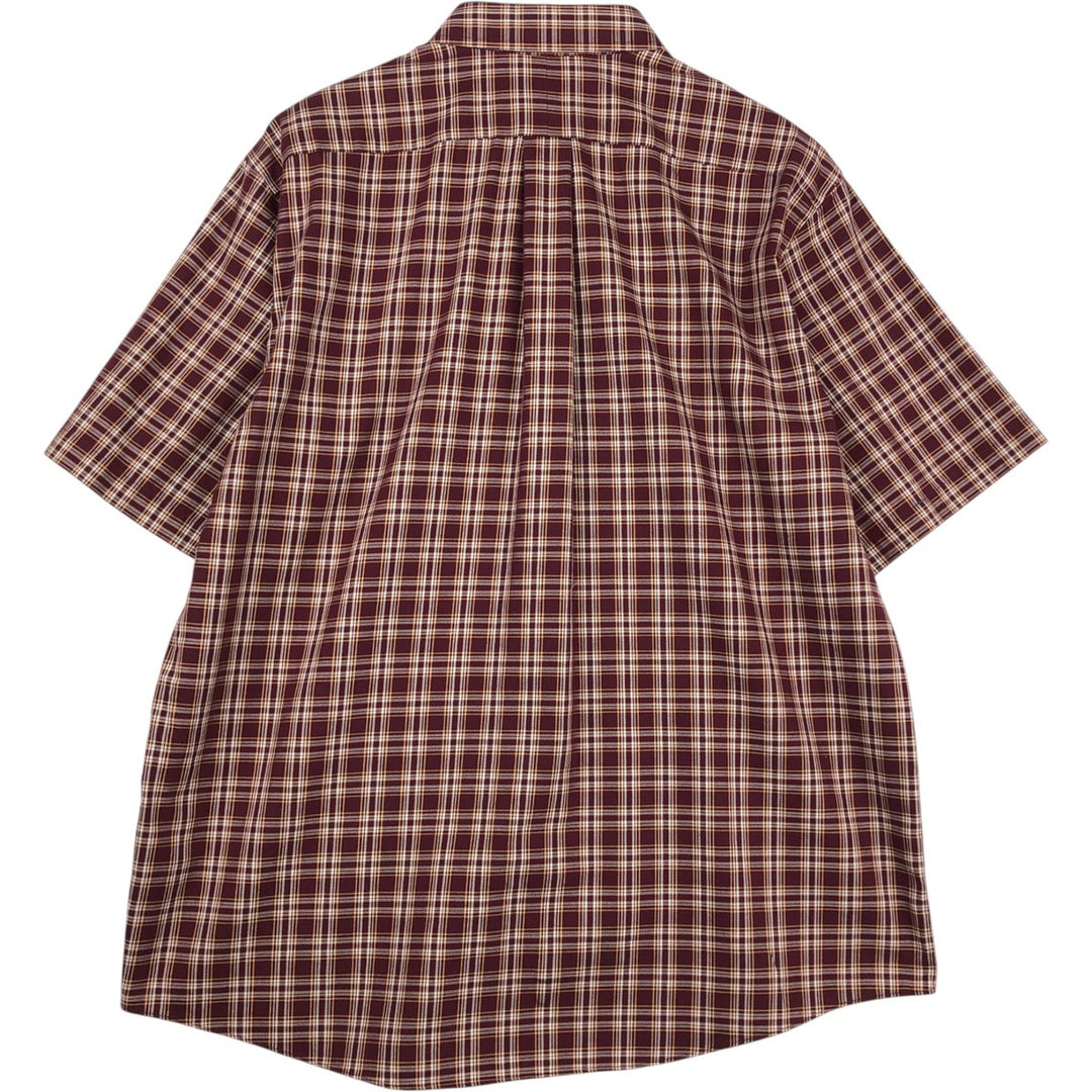 90s-00'S LLBean Short-Sleeve Button-Down Check Shirt, Men's Size L (approx.), Vintage cotton red type Vintage Second Hand