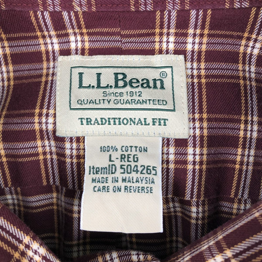 90s-00'S LLBean Short-Sleeve Button-Down Check Shirt, Men's Size L (approx.), Vintage cotton red type Vintage Second Hand