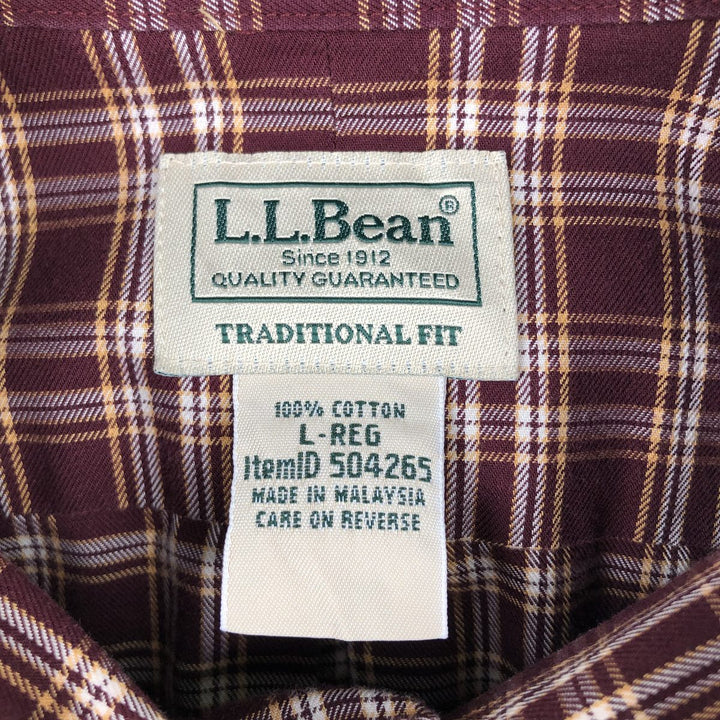 90s-00'S LLBean Short-Sleeve Button-Down Check Shirt, Men's Size L (approx.), Vintage cotton red type Vintage Second Hand