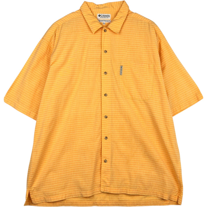 90s-00'S Columbia Border Pattern Short-Sleeve Cotton Box Shirt, Men's XL (approx.) cotton yellow type Vintage Second Hand