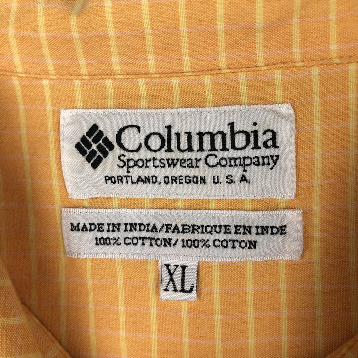 90s-00'S Columbia Border Pattern Short-Sleeve Cotton Box Shirt, Men's XL (approx.) cotton yellow type Vintage Second Hand