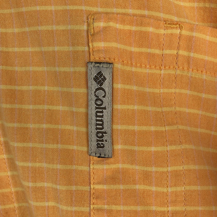 90s-00'S Columbia Border Pattern Short-Sleeve Cotton Box Shirt, Men's XL (approx.) cotton yellow type Vintage Second Hand