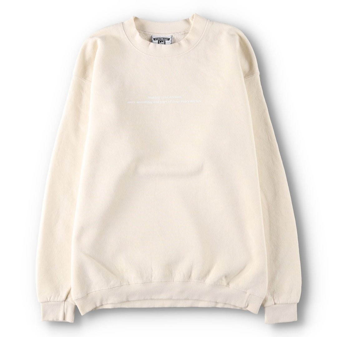 FAY Original Remake Message Print Sweatshirt, Made in USA, Men's Size L (Equivalent), Vintage cotton ivory Vintage Second Hand