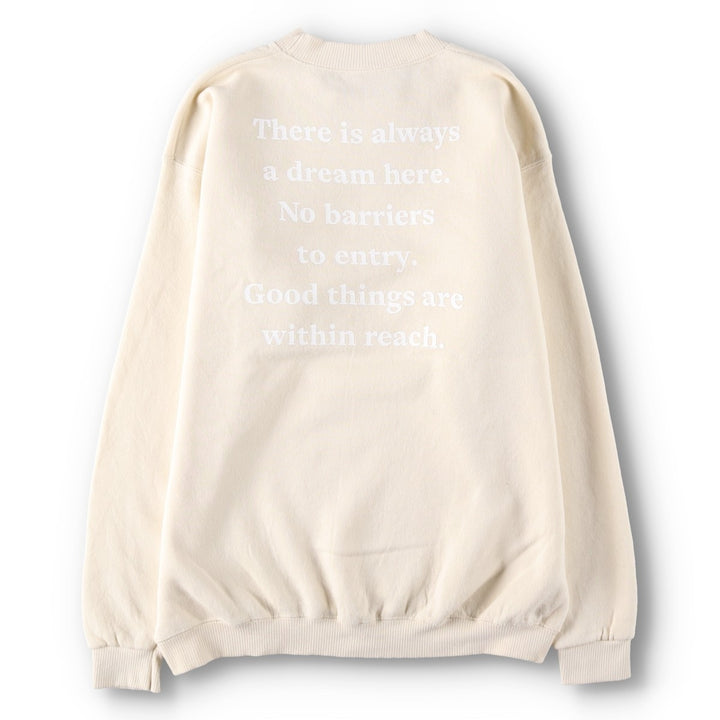FAY Original Remake Message Print Sweatshirt, Made in USA, Men's Size L (Equivalent), Vintage cotton ivory Vintage Second Hand