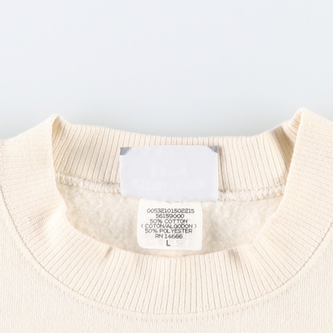 FAY Original Remake Message Print Sweatshirt, Made in USA, Men's Size L (Equivalent), Vintage cotton ivory Vintage Second Hand