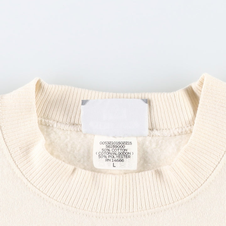 FAY Original Remake Message Print Sweatshirt, Made in USA, Men's Size L (Equivalent), Vintage cotton ivory Vintage Second Hand