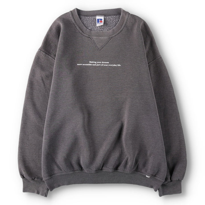 FAY Original Remake Message Print Sweatshirt, Men's XL Equivalent, Vintage cotton Charcoal Vintage Second Hand