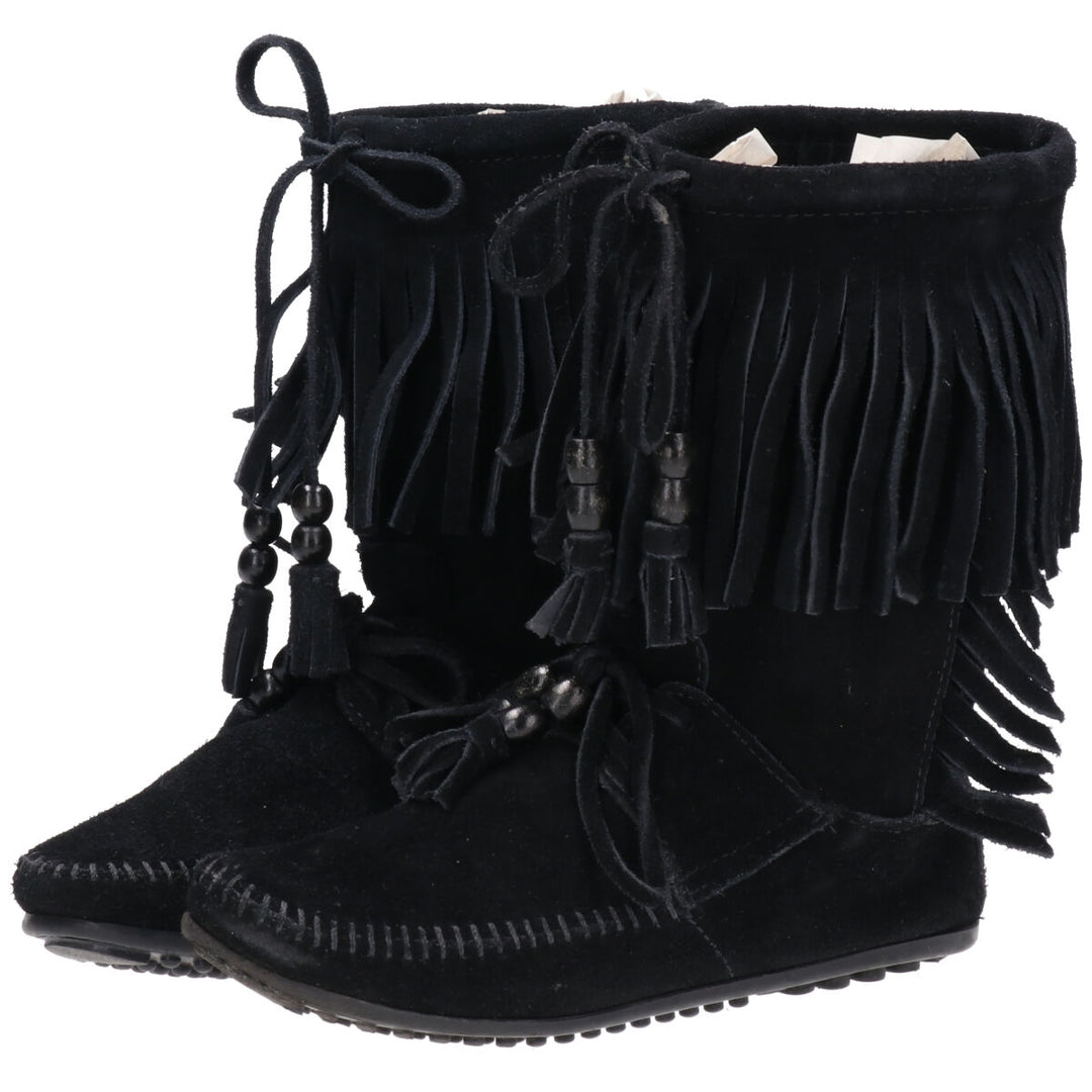 Minnetonka Fringe Moccasin Boots 7 Women's 9.4" /saa009566