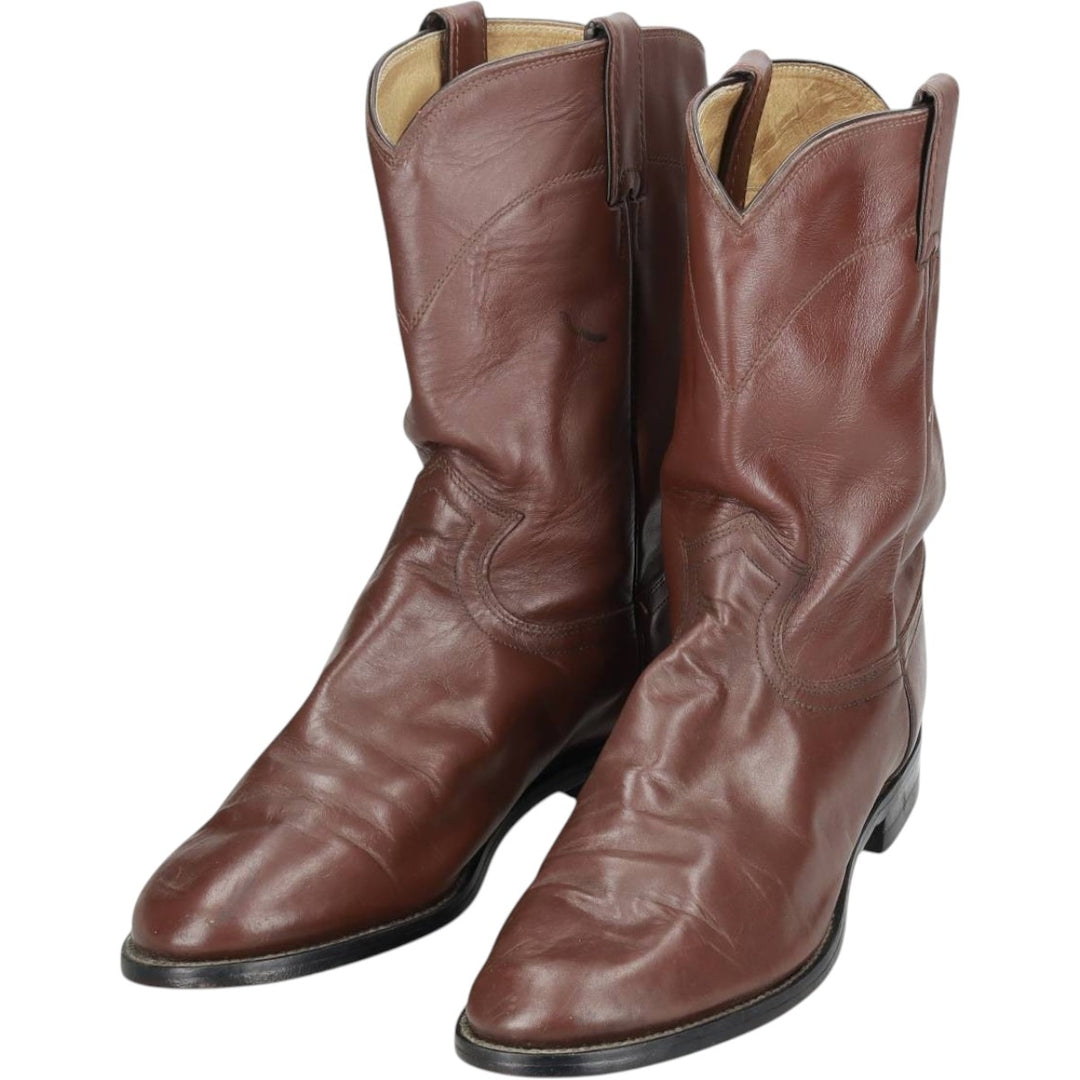 Justin 3404 Western Boots, Size 9 1/2 D Men's 27.5cm genuine leather brown type Vintage Second Hand