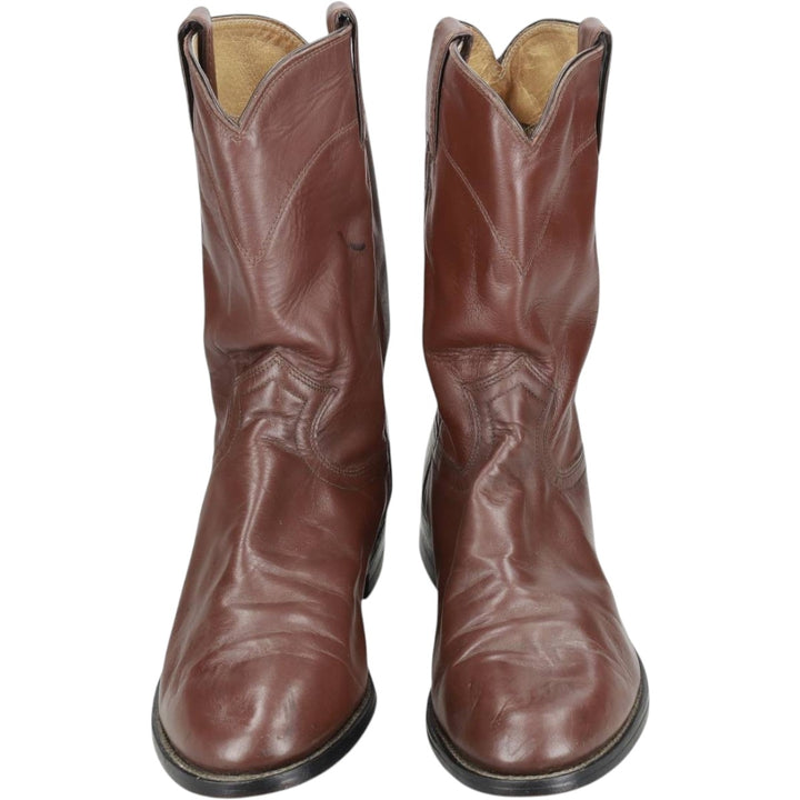 Justin 3404 Western Boots, Size 9 1/2 D Men's 27.5cm genuine leather brown type Vintage Second Hand