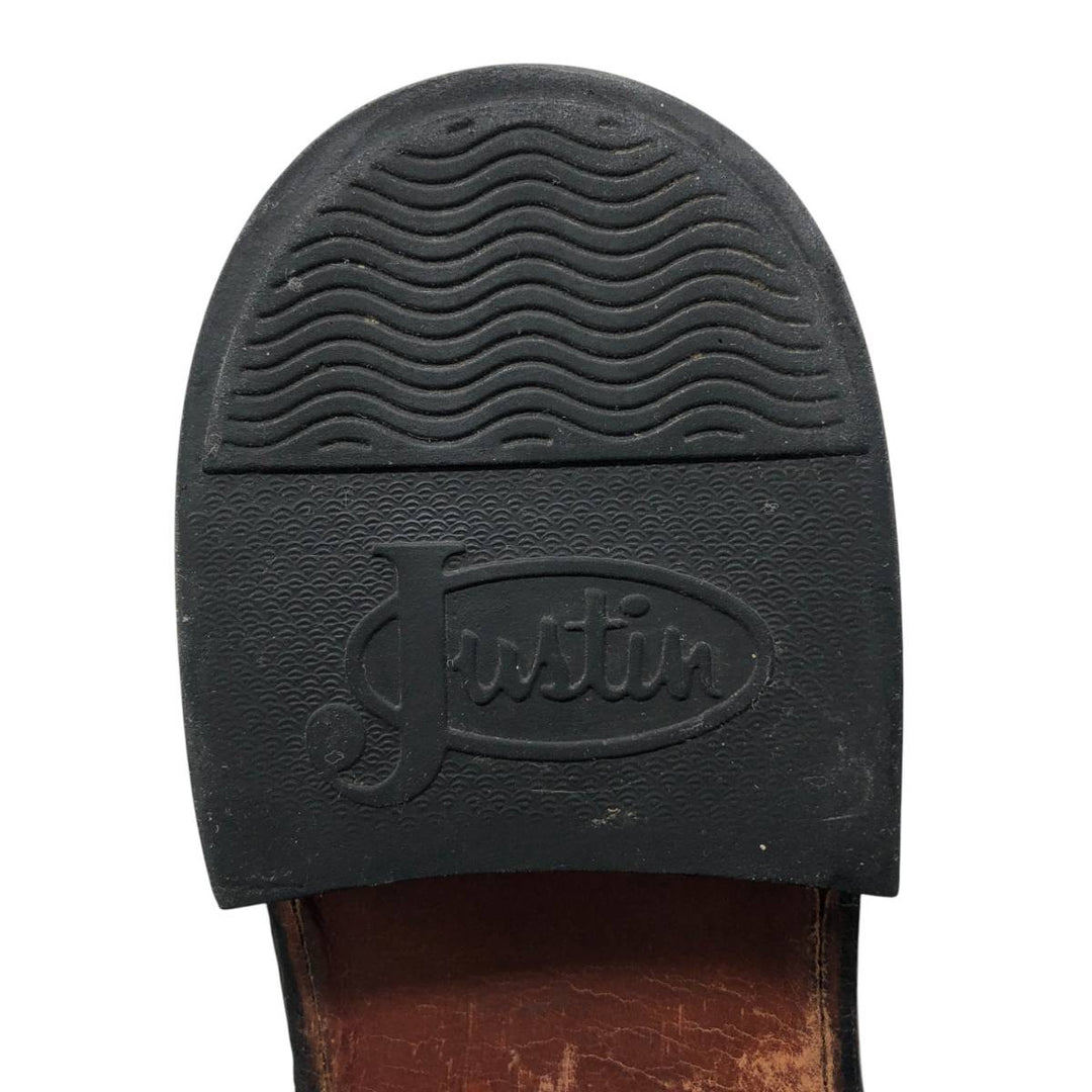 Justin 3404 Western Boots, Size 9 1/2 D Men's 27.5cm genuine leather brown type Vintage Second Hand