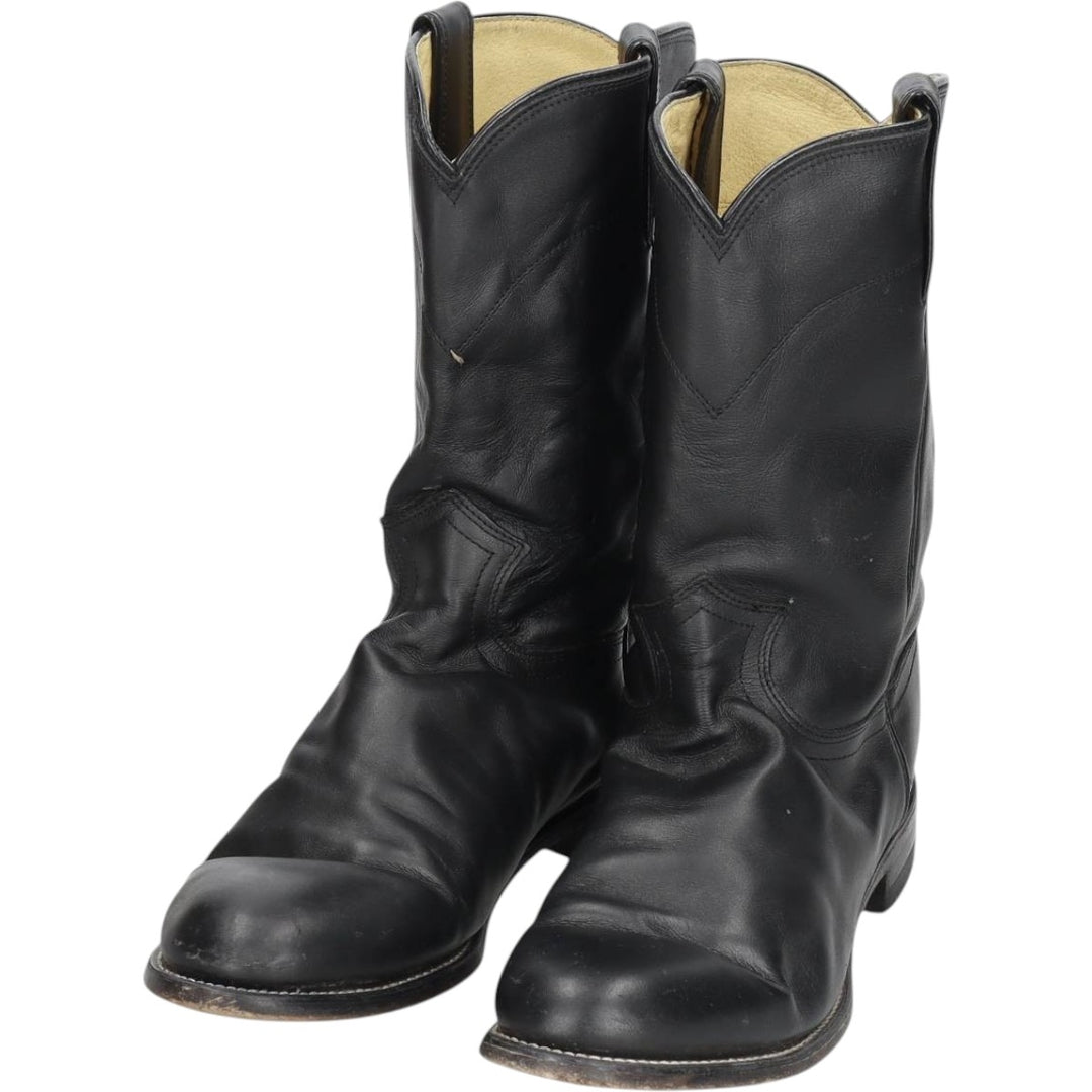 Justin 3133 Western Boots, Size 9 EE Men's 27.0cm genuine leather black type Vintage Second Hand
