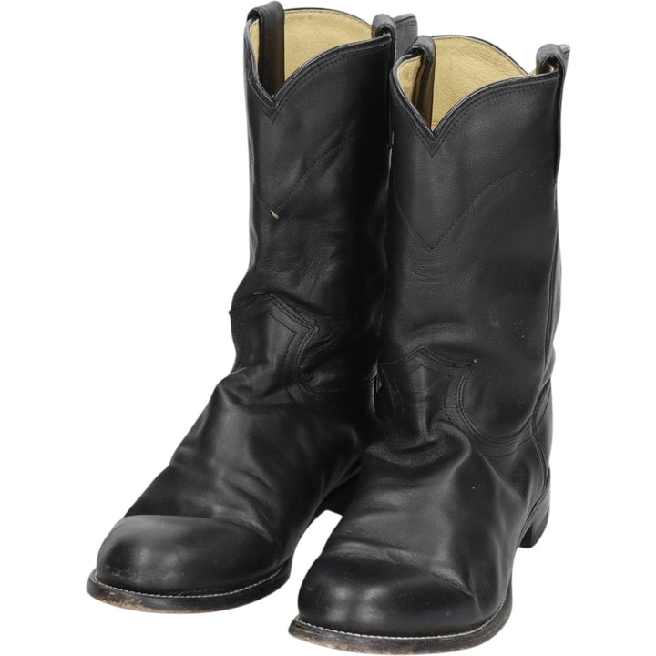 Justin 3133 Western Boots, Size 9 EE Men's 27.0cm genuine leather black type Vintage Second Hand