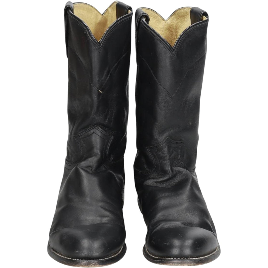 Justin 3133 Western Boots, Size 9 EE Men's 27.0cm genuine leather black type Vintage Second Hand