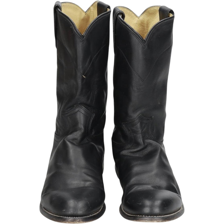 Justin 3133 Western Boots, Size 9 EE Men's 27.0cm genuine leather black type Vintage Second Hand