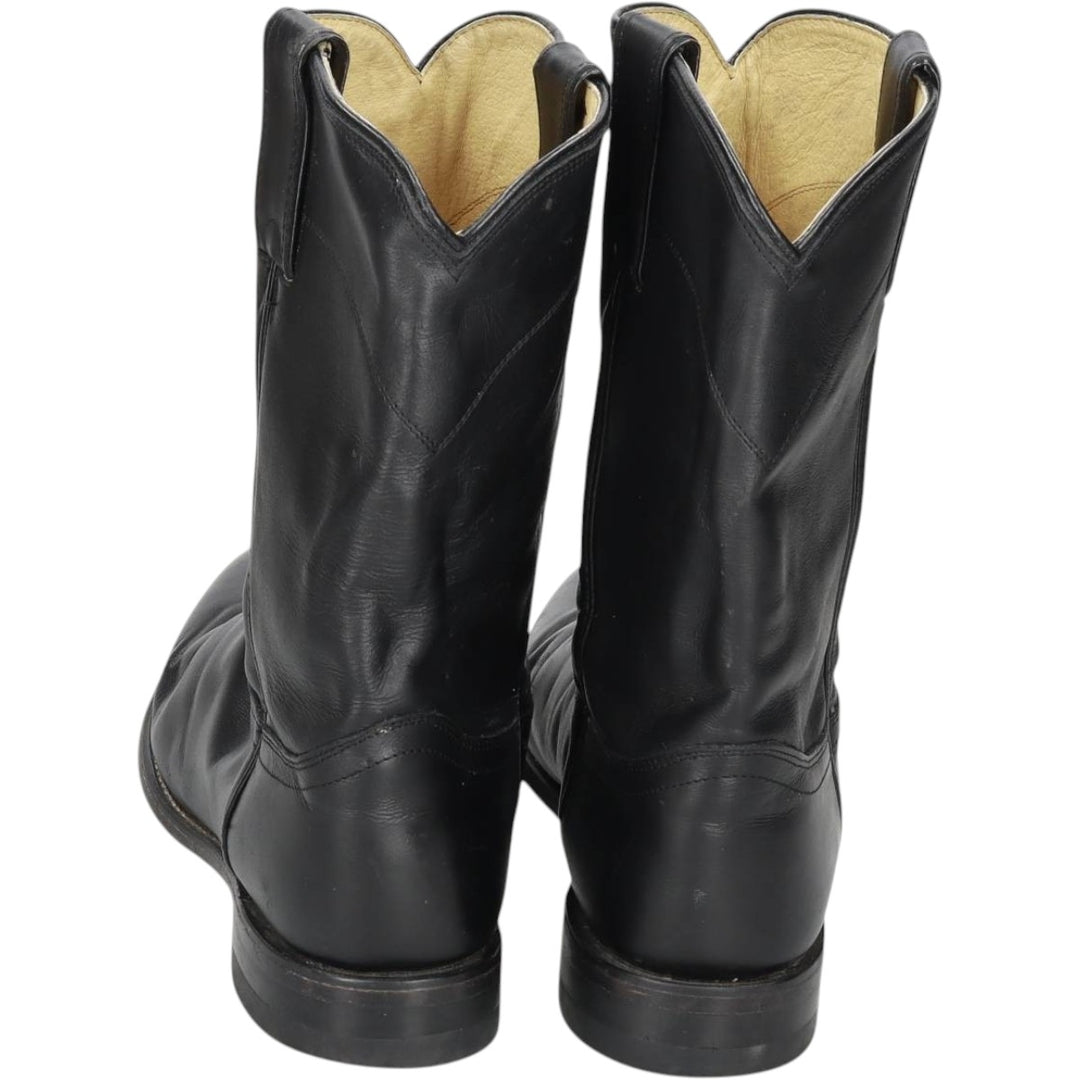 Justin 3133 Western Boots, Size 9 EE Men's 27.0cm genuine leather black type Vintage Second Hand