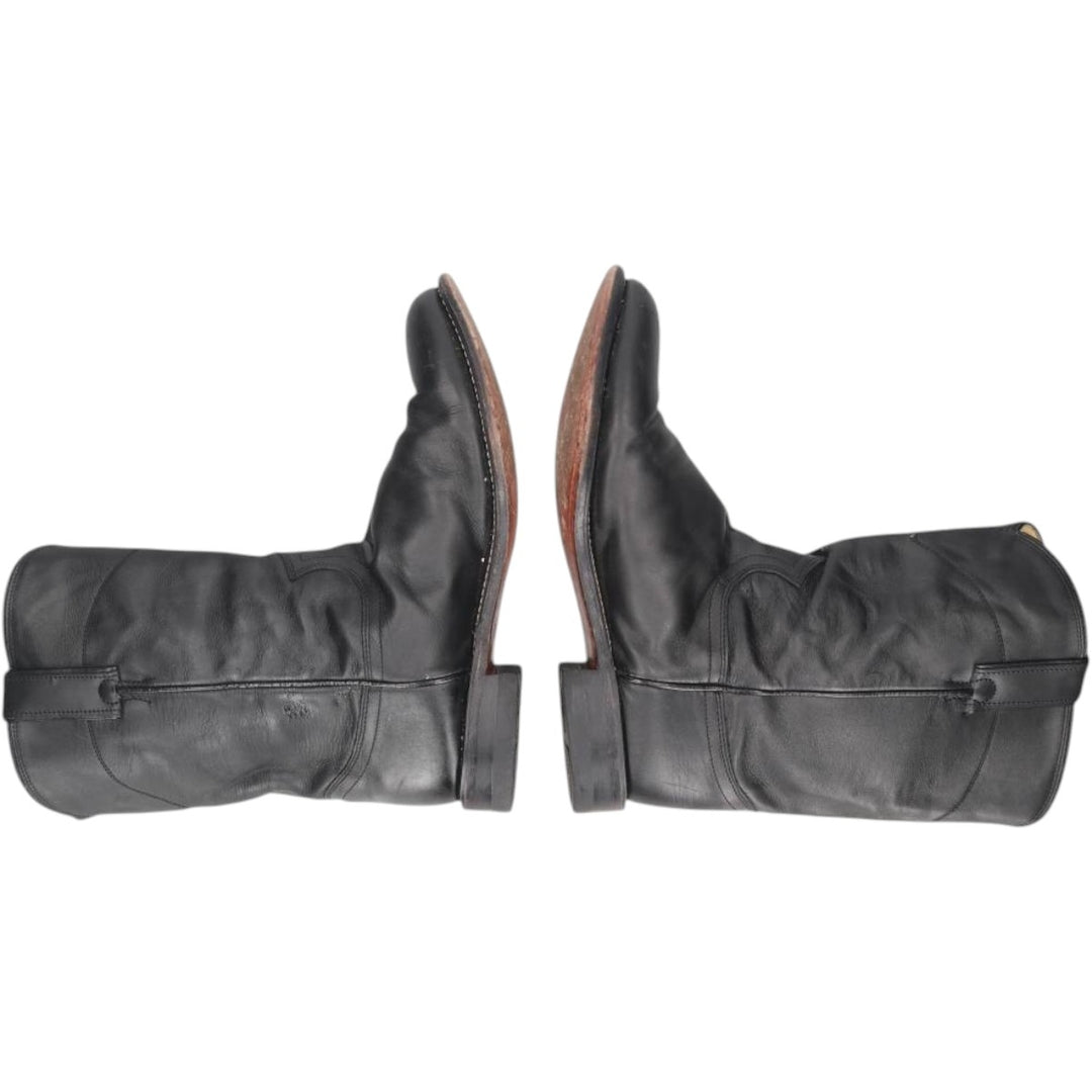 Justin 3133 Western Boots, Size 9 EE Men's 27.0cm genuine leather black type Vintage Second Hand