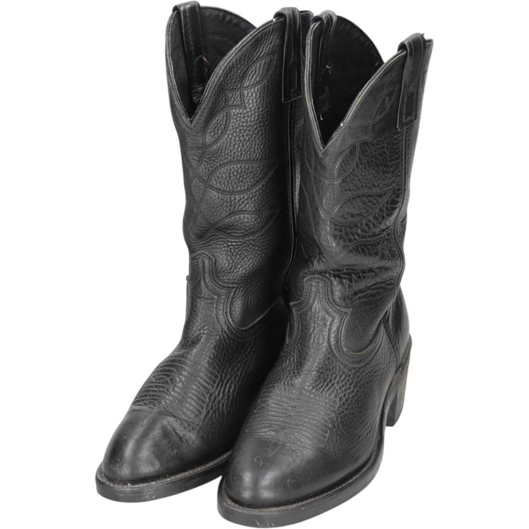 Danpost all-over print platform Western boots, made in USA, size 8 1/2D Men's 26.5cm genuine leather black type Vintage Second Hand