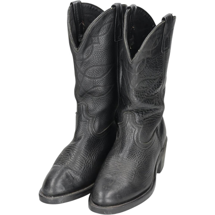 Danpost all-over print platform Western boots, made in USA, size 8 1/2D Men's 26.5cm genuine leather black type Vintage Second Hand