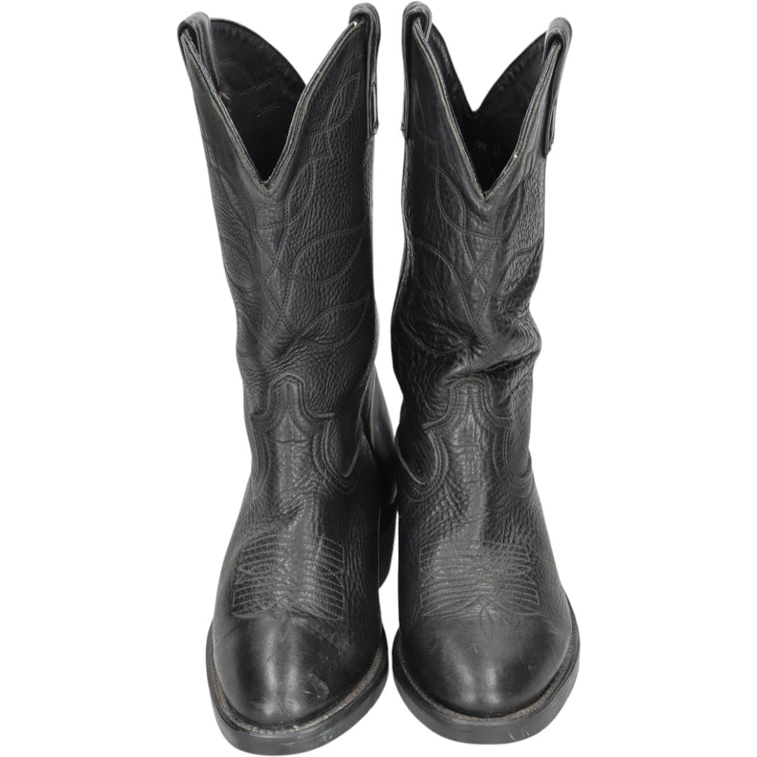 Danpost all-over print platform Western boots, made in USA, size 8 1/2D Men's 26.5cm genuine leather black type Vintage Second Hand