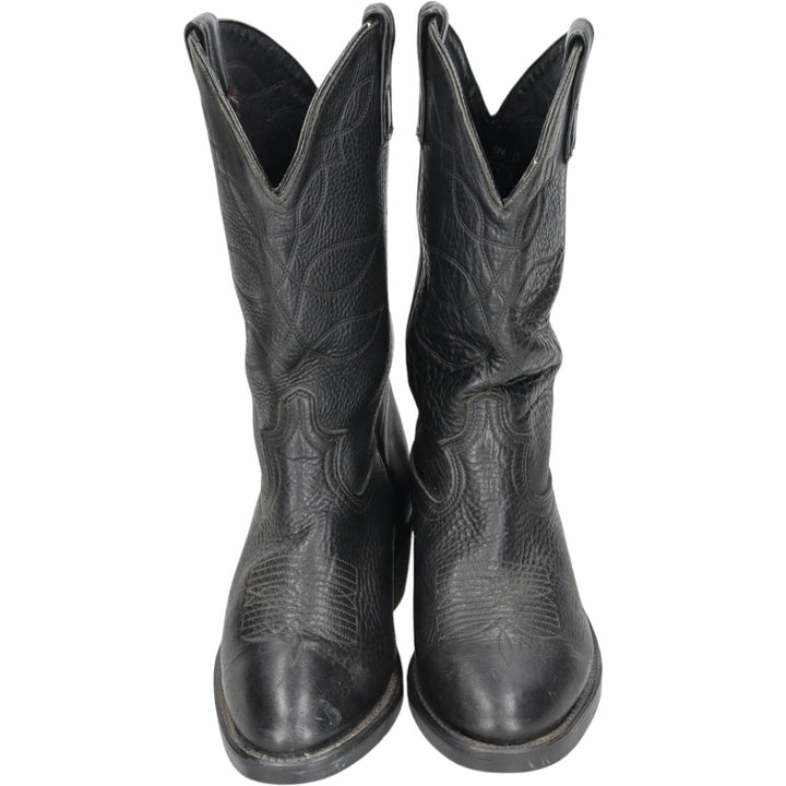 Danpost all-over print platform Western boots, made in USA, size 8 1/2D Men's 26.5cm genuine leather black type Vintage Second Hand