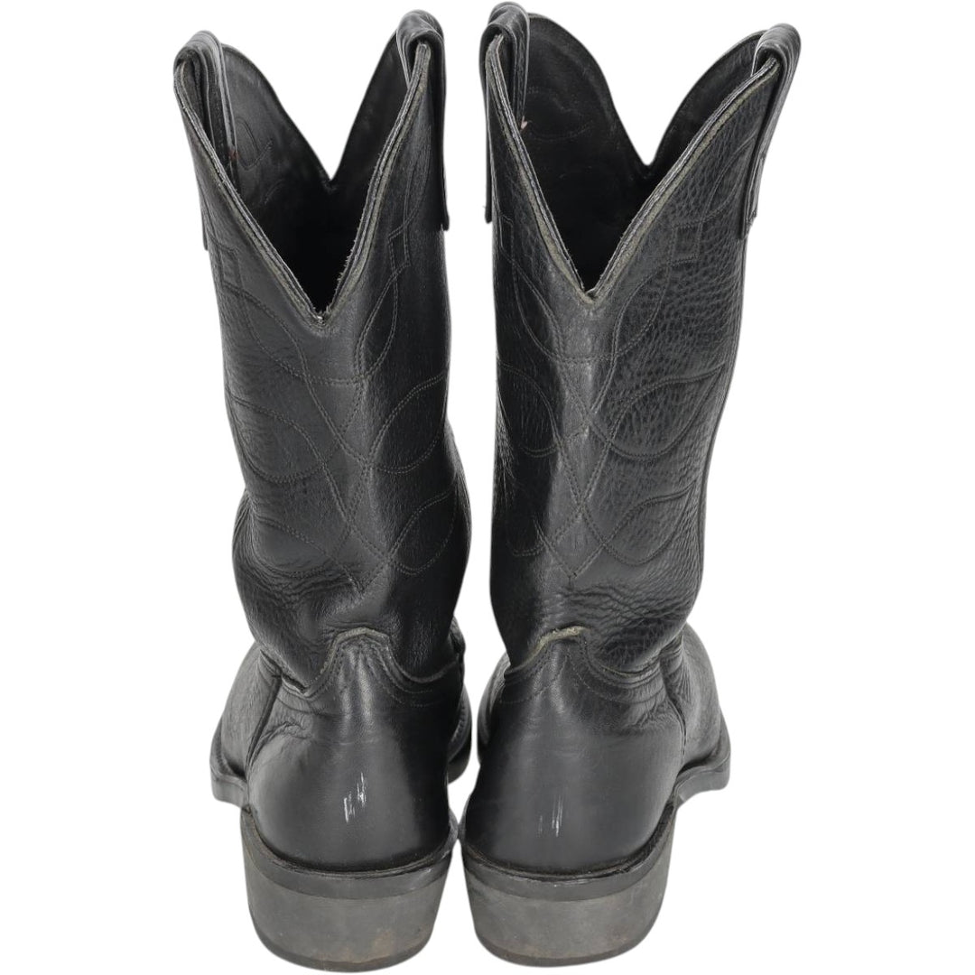Danpost all-over print platform Western boots, made in USA, size 8 1/2D Men's 26.5cm genuine leather black type Vintage Second Hand