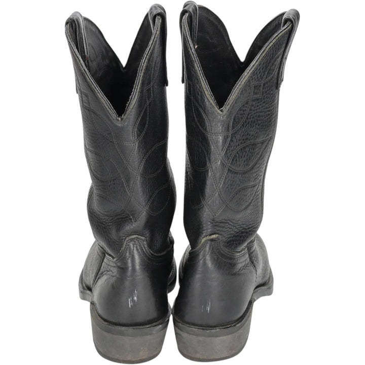 Danpost all-over print platform Western boots, made in USA, size 8 1/2D Men's 26.5cm genuine leather black type Vintage Second Hand