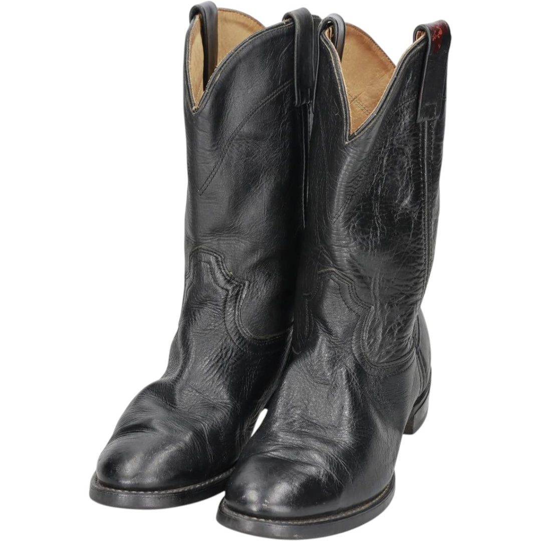 Western boots, made in USA, size 8D Men's 26.0cm genuine leather black type Vintage Second Hand