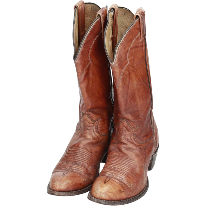 Tony Lama all-over print platform Western boots, size 8 1/2D Men's 26.5cm unclear brown type Vintage Second Hand