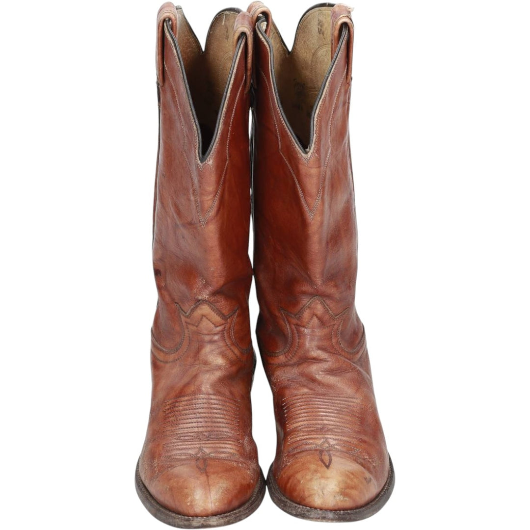 Tony Lama all-over print platform Western boots, size 8 1/2D Men's 26.5cm unclear brown type Vintage Second Hand