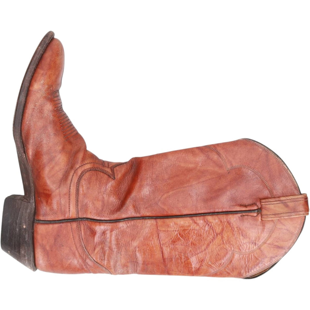 Tony Lama all-over print platform Western boots, size 8 1/2D Men's 26.5cm unclear brown type Vintage Second Hand
