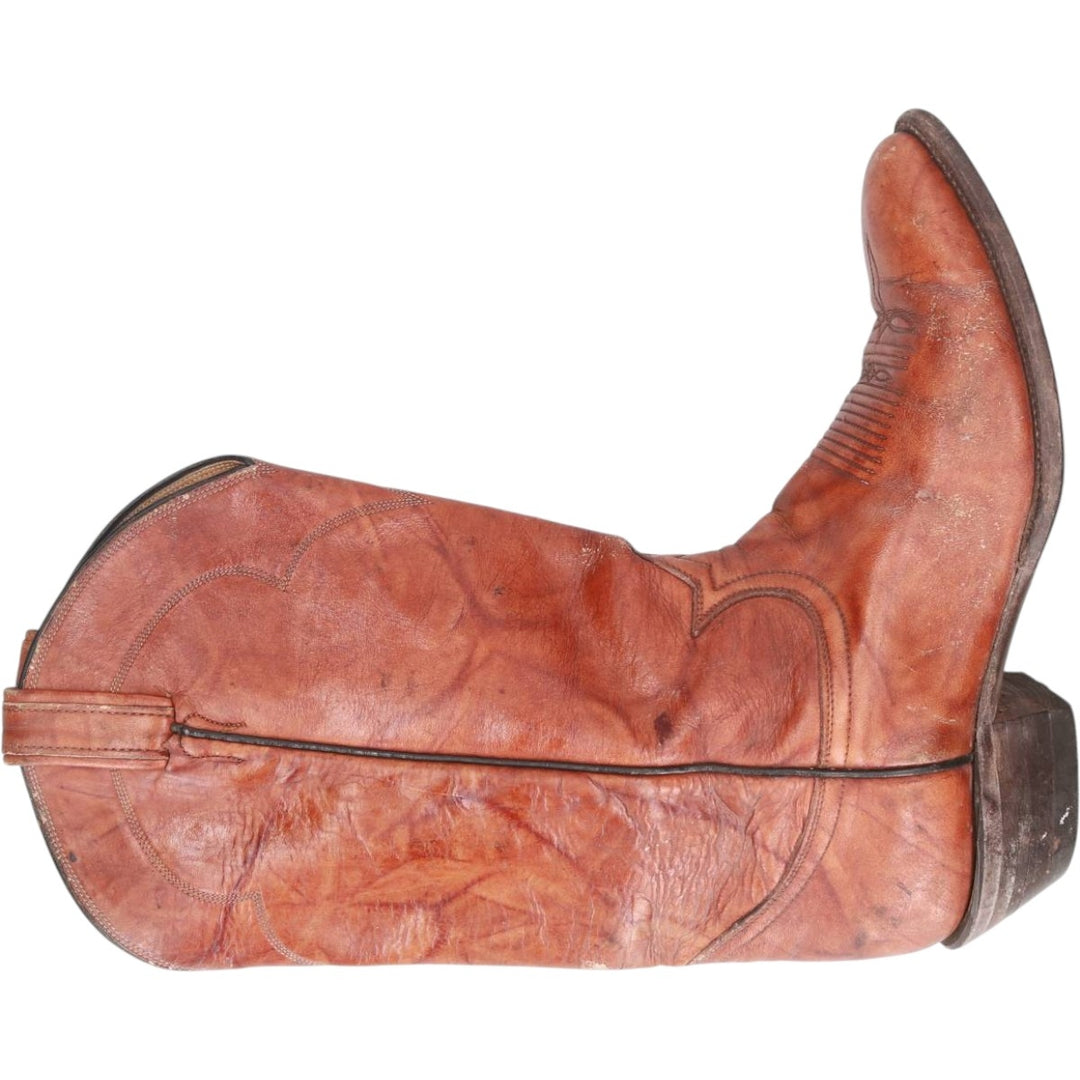 Tony Lama all-over print platform Western boots, size 8 1/2D Men's 26.5cm unclear brown type Vintage Second Hand