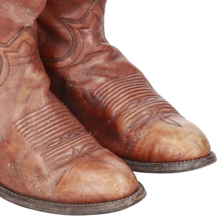 Tony Lama all-over print platform Western boots, size 8 1/2D Men's 26.5cm unclear brown type Vintage Second Hand