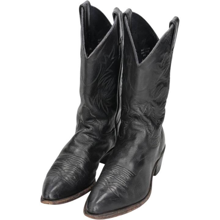 Justin Western Boots, Made in USA, Size 8B Women's 24.0cm genuine leather black type Vintage Second Hand