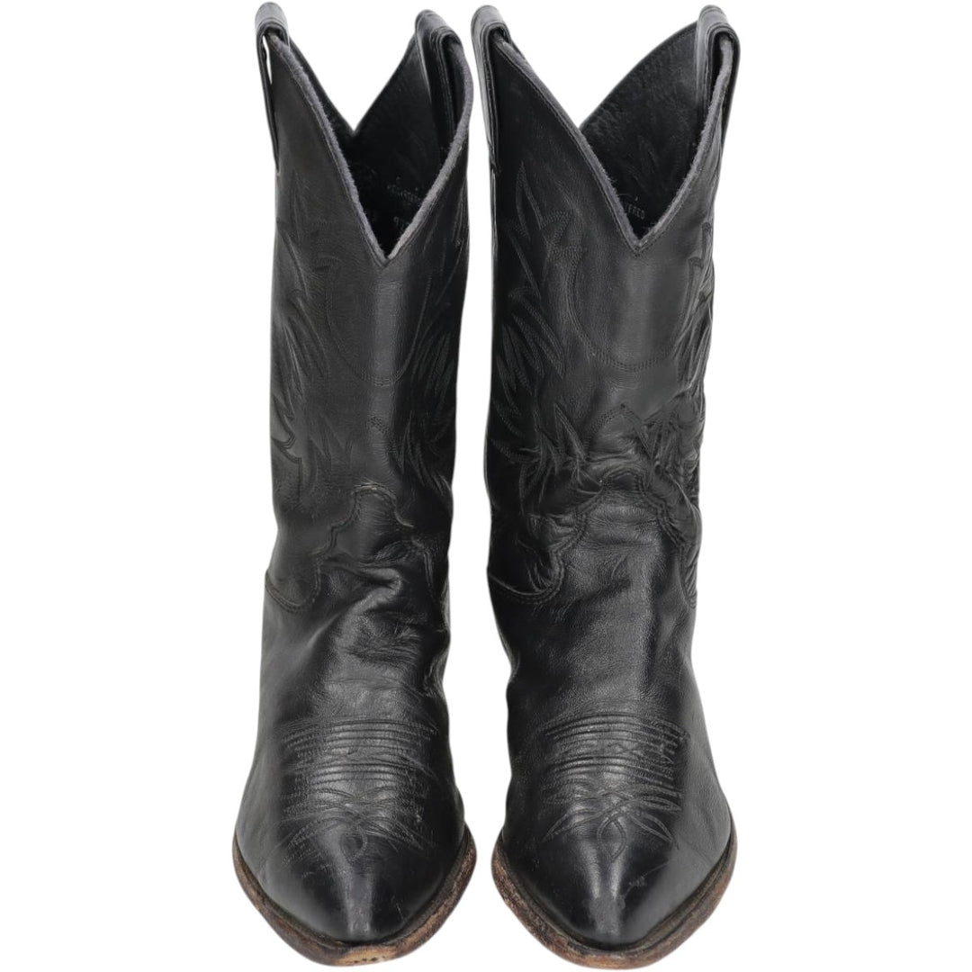 Justin Western Boots, Made in USA, Size 8B Women's 24.0cm genuine leather black type Vintage Second Hand