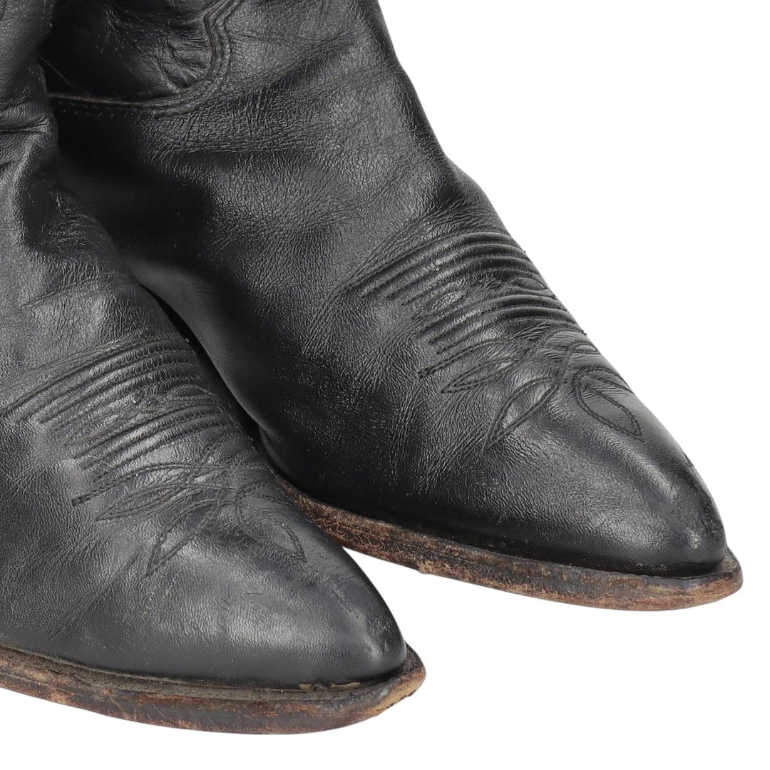Justin Western Boots, Made in USA, Size 8B Women's 24.0cm genuine leather black type Vintage Second Hand