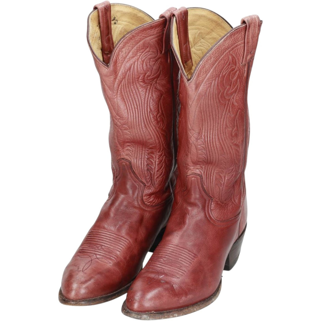 Tony Lama all-over print platform Western boots, size 9D Men's 27.0cm unclear red type reddish brown Vintage Second Hand