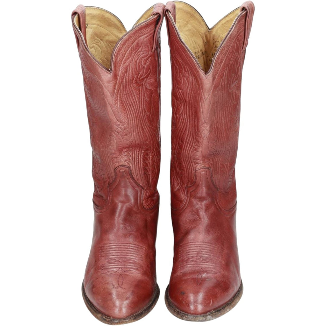 Tony Lama all-over print platform Western boots, size 9D Men's 27.0cm unclear red type reddish brown Vintage Second Hand