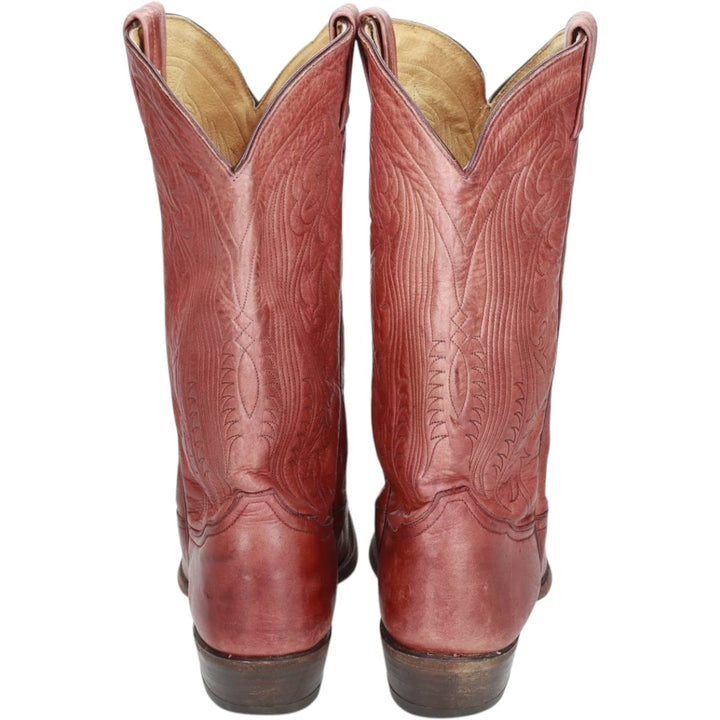 Tony Lama all-over print platform Western boots, size 9D Men's 27.0cm unclear red type reddish brown Vintage Second Hand